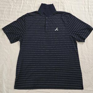 Cutter & Buck Atlanta Braves Men's Blue Striped Polo XL